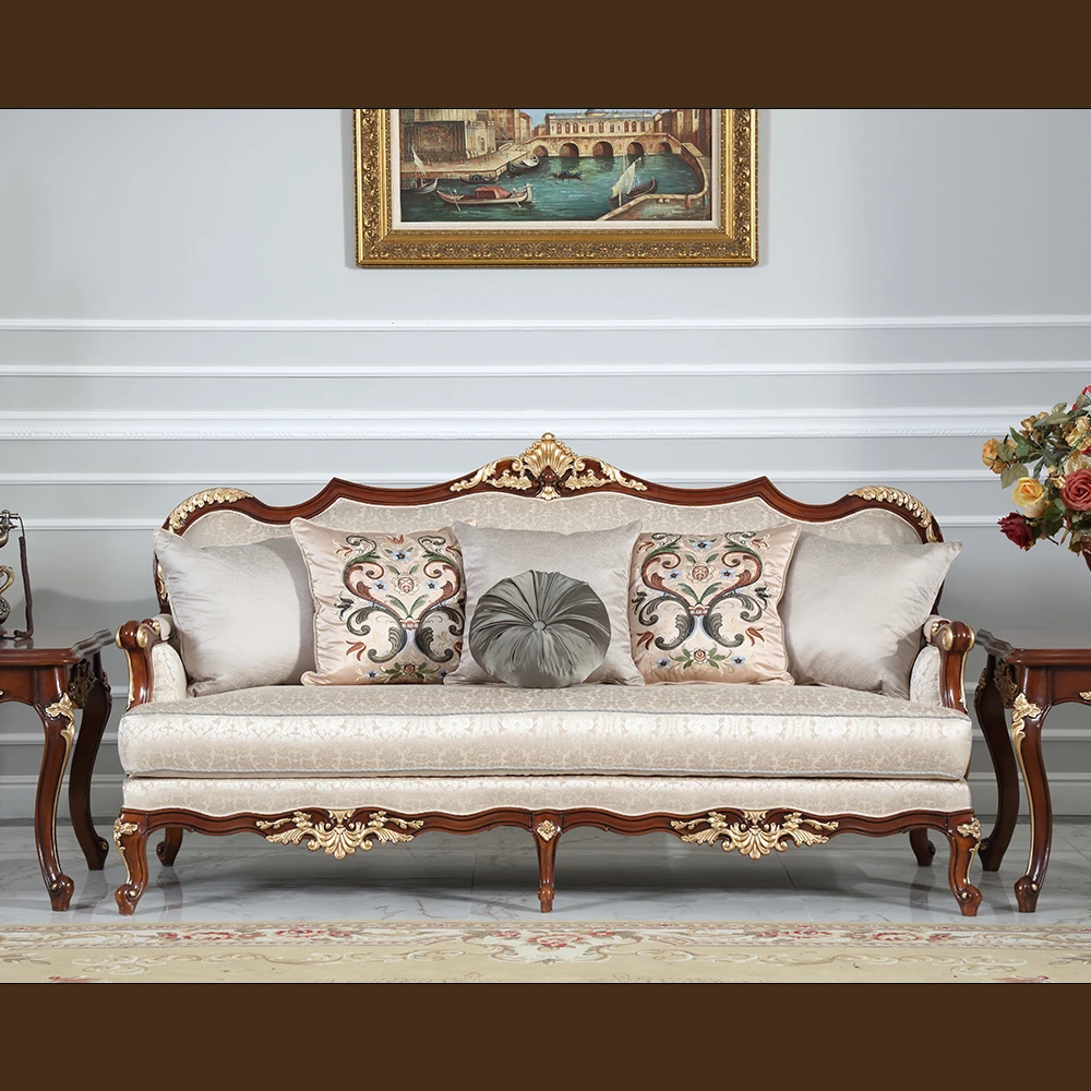  Arabian Hot sale sofa living room solid birch wood silk classic