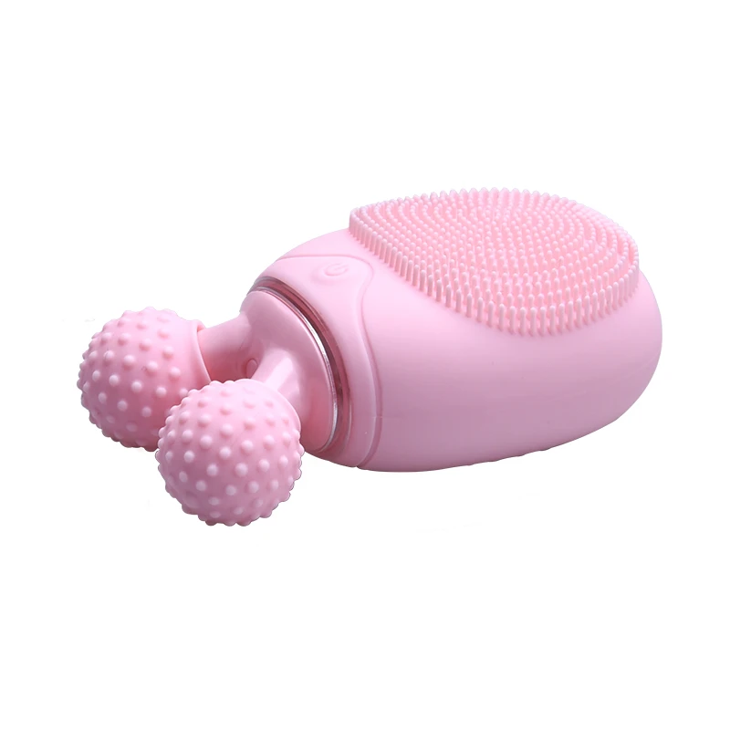 Dropshipping Beauty Products Facial Cleansing Brush Massage Face Roller Electric Sonic Facial Cleansing Brush Silicone 2 in 1