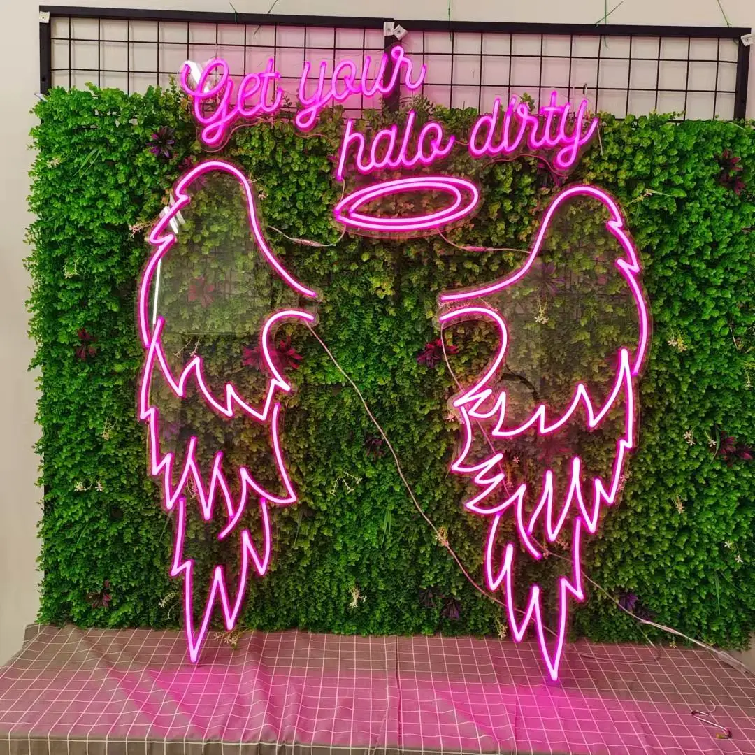 3D Acrylic Neon Sign Angel Wings Wholesale Neon Light Sign For Background