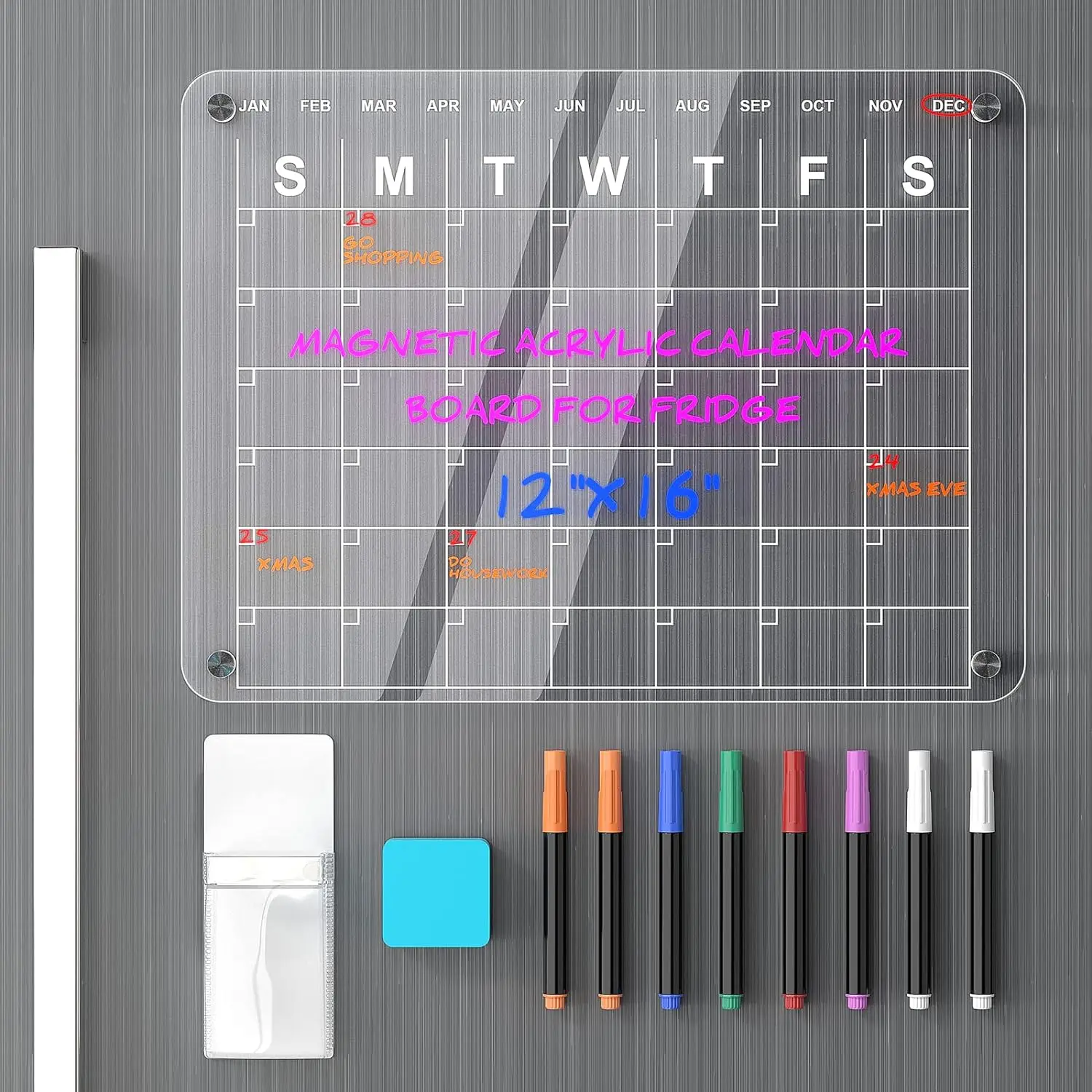 Acrylic magnetic menu board clear weekly calendar planning noteboard refrigerator dry erase board to do for Office School Home