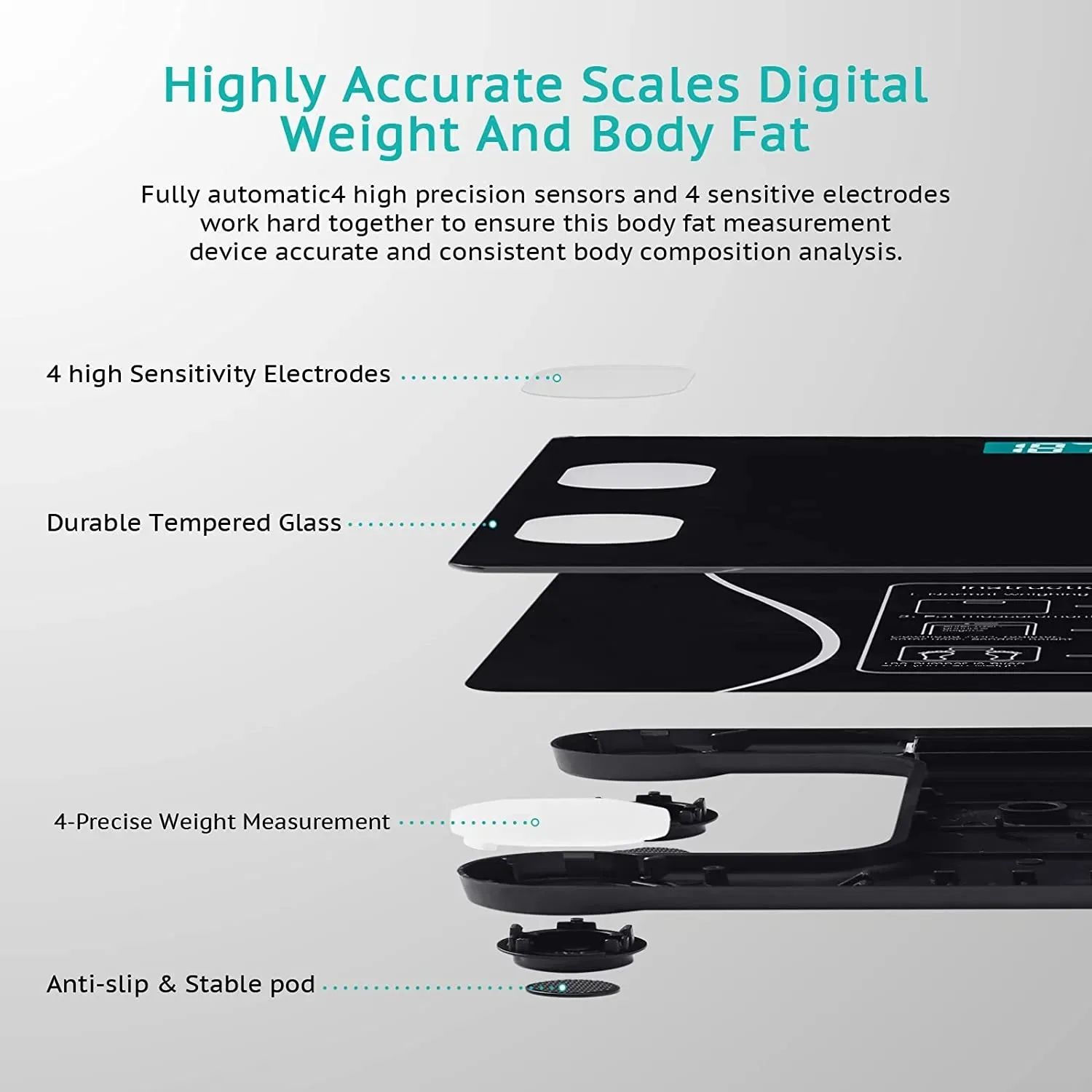 Customizable Bluetooth Square Body Fat Scale Smart Scale With App Digital Smart Bathroom Scale