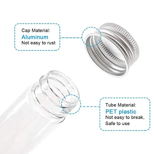 12*75mm Round Bottom Plastic Test Tube Sample Tubes with Screw Lab