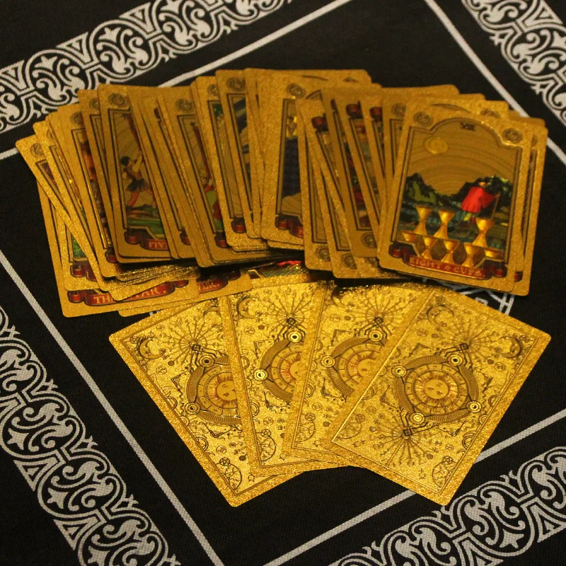 Hot Selling Sun backside  Gold Foil Tarot Card Waterproof PVC Plastic Printing Tarot Divination Board Game