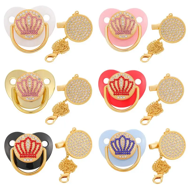 Bling детская пустышка на цепочке с прищепкой с зажимом Bpa бесплатные силиконовые детские соски пустышки для младенцев, для новорожденных, для маленьких мальчиков и девочек, подарок