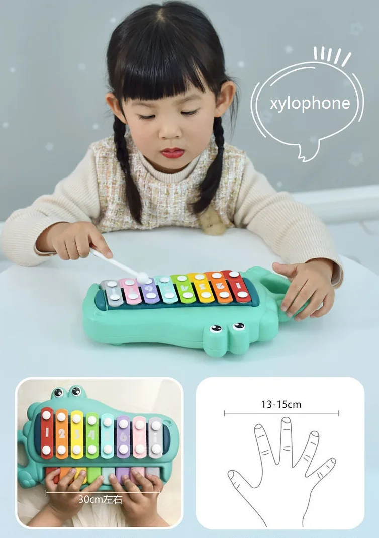 new style plastic miniature toy instruments piano and crocodile toy xylophone