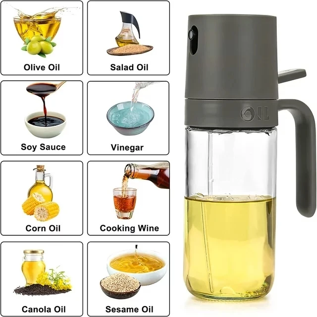 Yongli 250ml/8.3oz Versatile Cooking Oil Sprayer Olive Oil Spray Bottle for Air Fryer Salad Kitchen Use