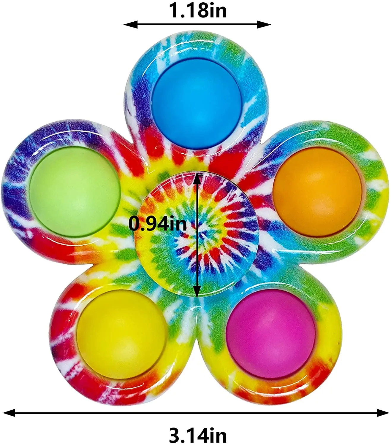 2021 Hot New Party Favor Bulk Pack Toys Fidget Sensory Spinning Toys Stress Relief for Kids Tie-Dye Pop Pop Bubble Spinner Set