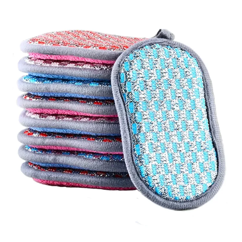 DS4335 Microfiber Scrub Sponges for Kitchen Non Scratch Double-Side Dish Sponge with Scrubber Scouring Pads Kitchen Sponges