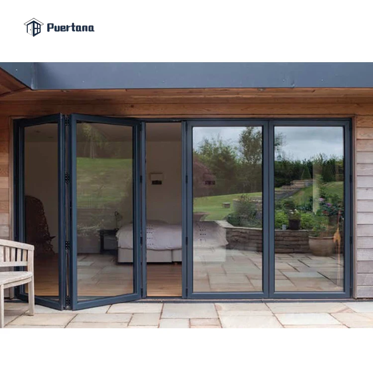Hurricane Impact Patio Bifold Doors / Soundproof 2 Panel Aluminium Folding Doors For Exterior Entrance