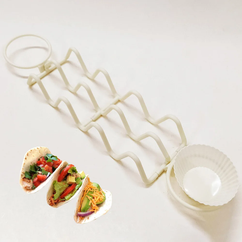 Taco Holder Stands Packs Large Taco Tray Plates Holds Up to 3 Tacos Each PP Health Material With 2 Cake Holder