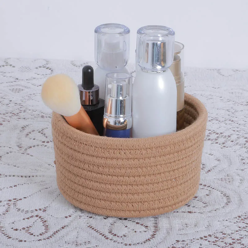small  weaving rope basket tray household adornment circular tray basket soft small basket