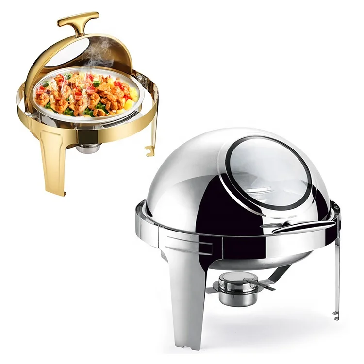 Classic Delux Dome Chafer Dish Food Warmers Buffet Set Stainless Steel Roll Top Chafing Dish For Catering