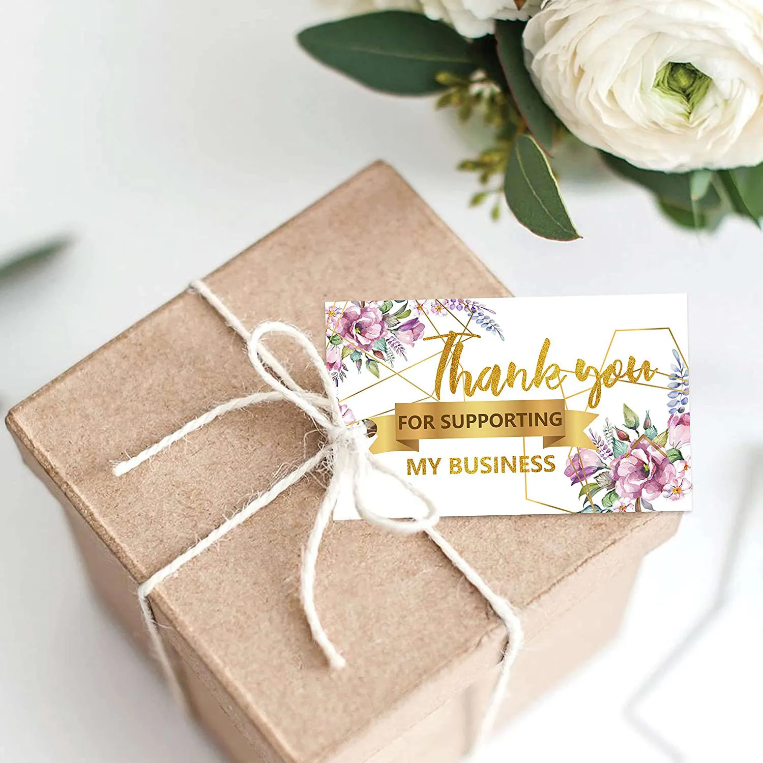 Mini Luxury Black Envelope and Cute Small Pink Rose Gold Foil Custom Impression Printing Business Customer Insert Thank You Card