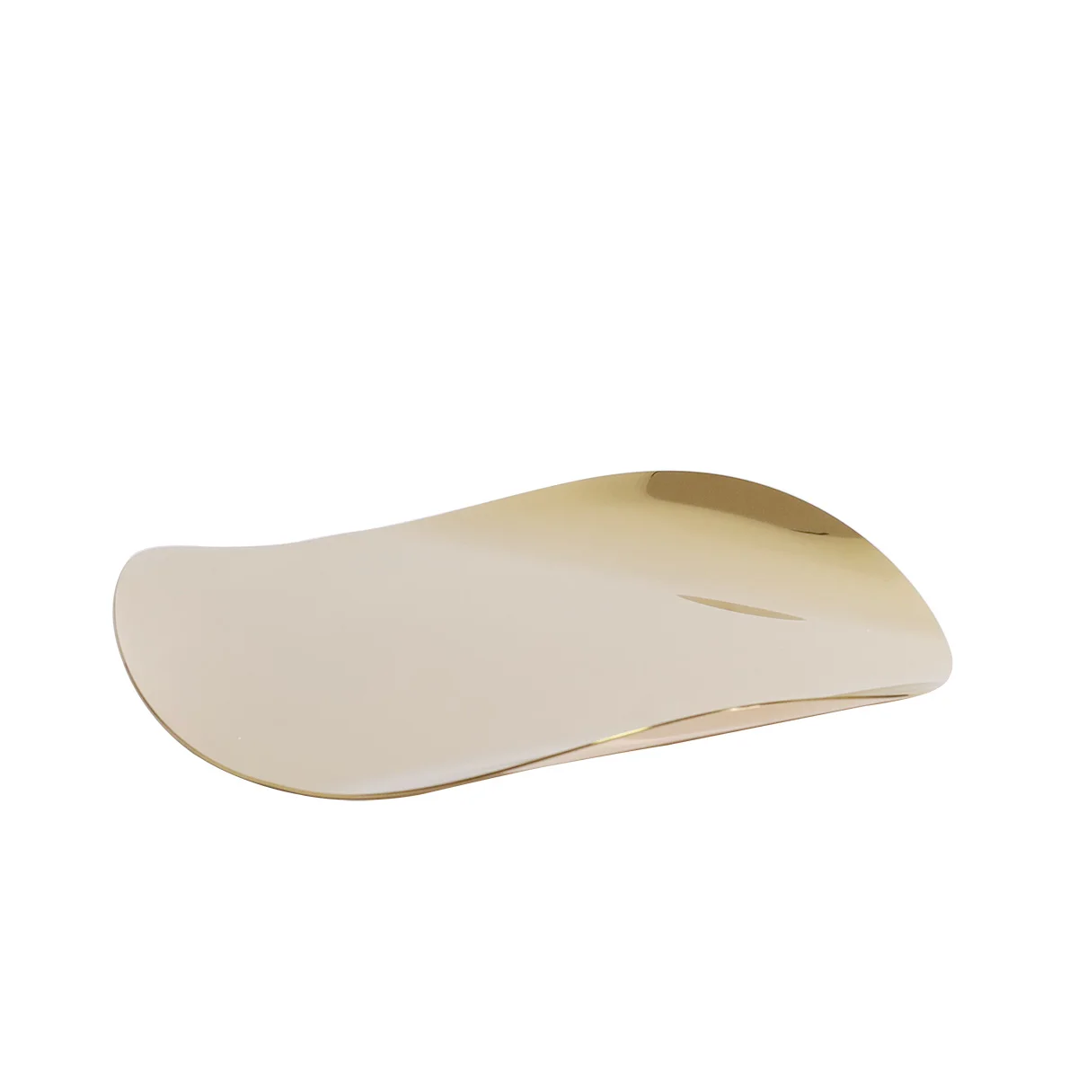 Wholesale luxury decorative golden stainless steel metal rectangular serving tray vanity coffee table mirror tray