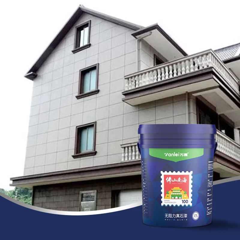 Wanlei Water Based Rock Chip Exterior Silicone Stone Paint For Commercial And Residential Building