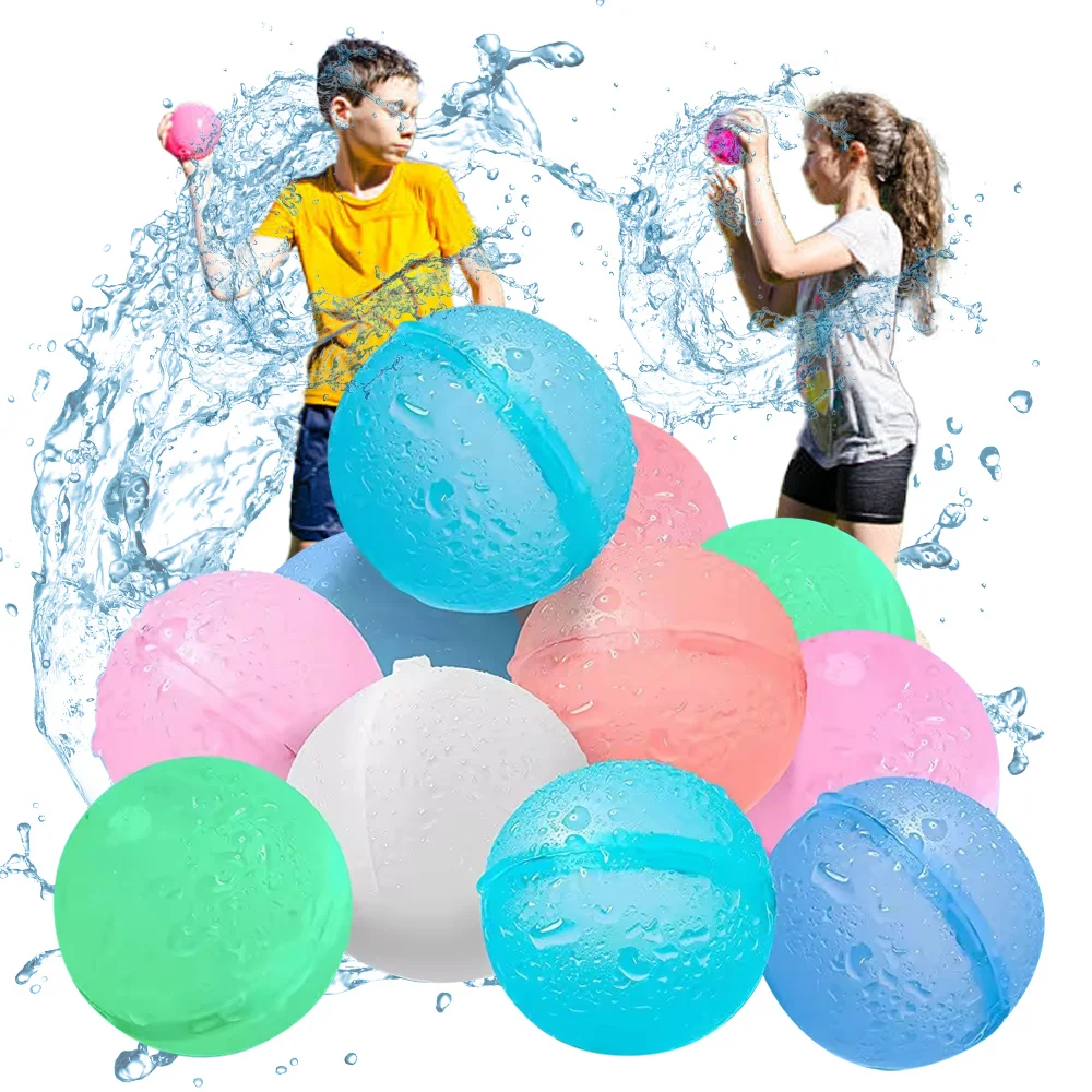12 8 Pack Summer Reusable Refillable Self Sealing Fast Filling Water Polo Ball Silicone Water Sphere Balloon