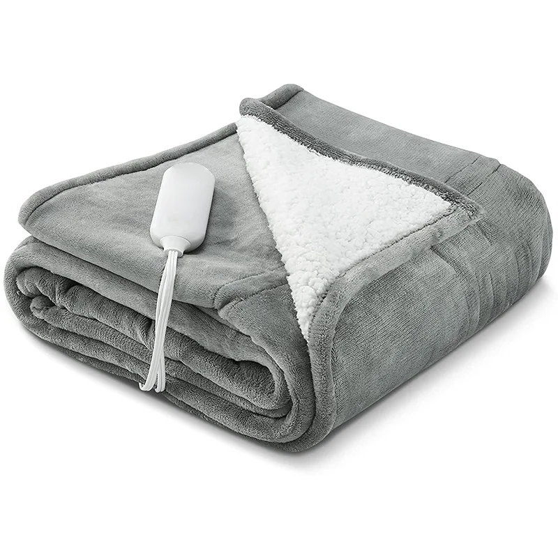 Sample Available Nature Electric Heated Throw Flannel Sherpa Reversible Fast Heating Blanket