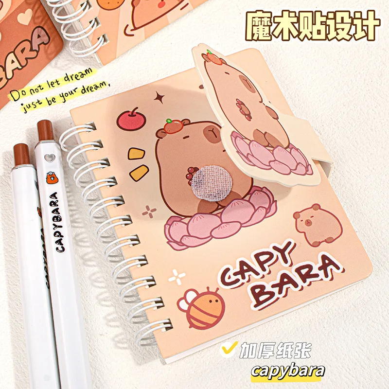 D-09004 High color value capybara A7 hook and loop coil student stationery 80 portable mini notebook