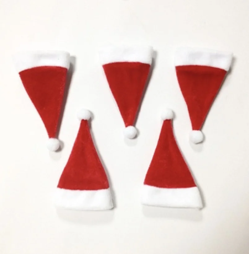 2022 Mini Christmas Santa Hat with Plush Ball Decorations Supplies for Business Gift Toy