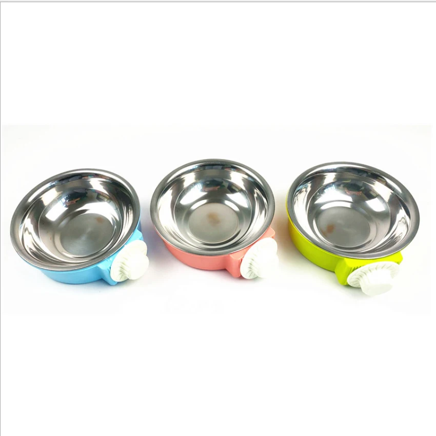 
Eco Friendly Stainless Steel Hanging Food Water Bowl Dog Cage Fixed Hanging Pet Bowl 