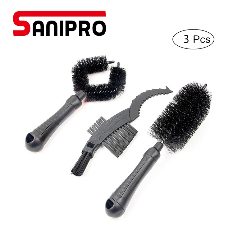 Sanipro 3 Pcs Full Range Bicycle Washing ToolsBicycle Clean Brush Kit Bike Cleaning Brush Tools Set Bike Chain Cleaner Set