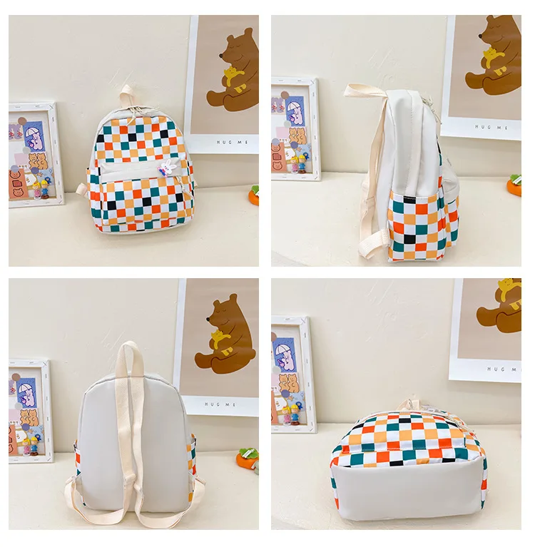 Kindergarten student schoolbag new Korean fashion lattice boy girl baby foreign style light travel backpack
