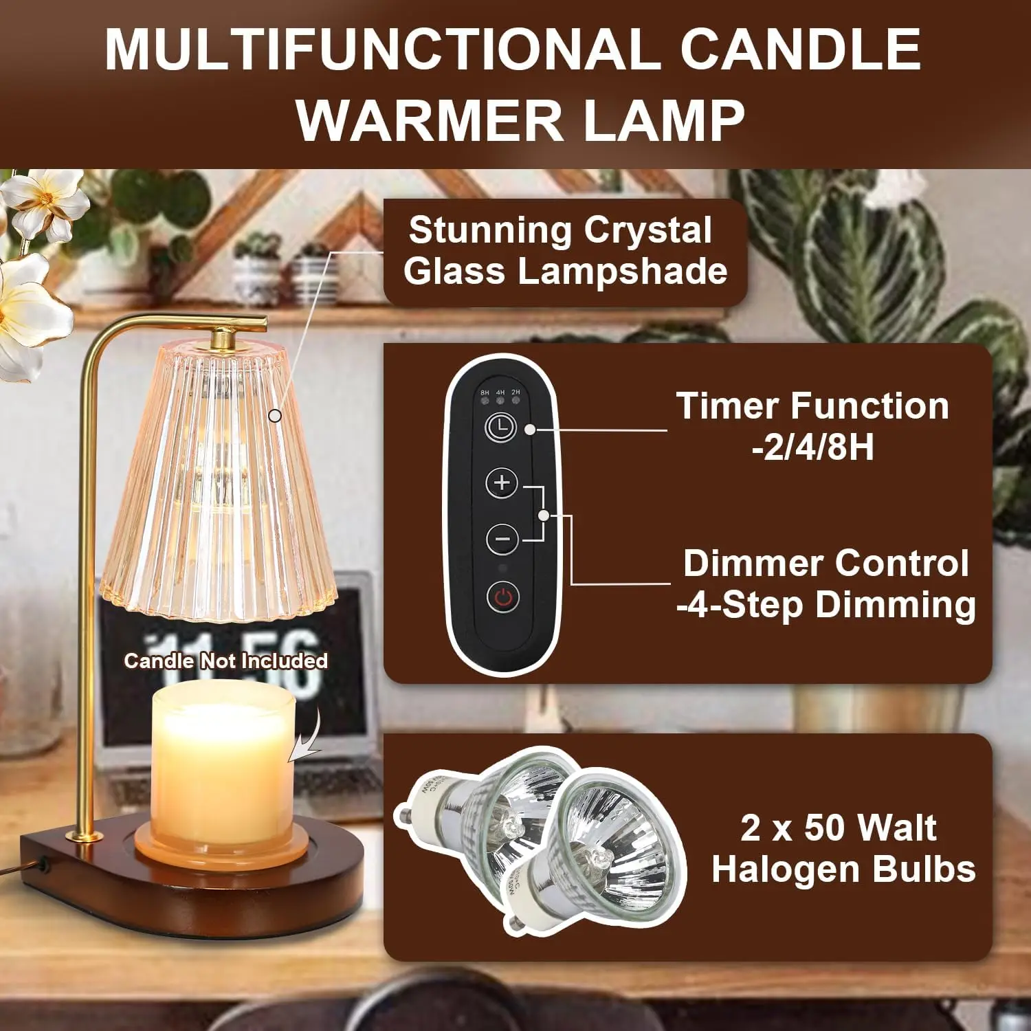 Scented Candle Essential Oil Enhances Fragrance, Dimmable Heating Retro Candle Lamp