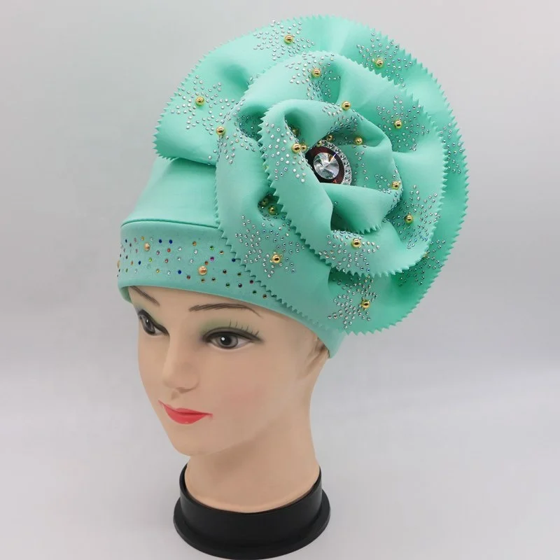 A619 Wholesale Knotted Polyester Muslim Indian Hat Plain Bonnet Chemo Sleep Cap Women Hair Turban