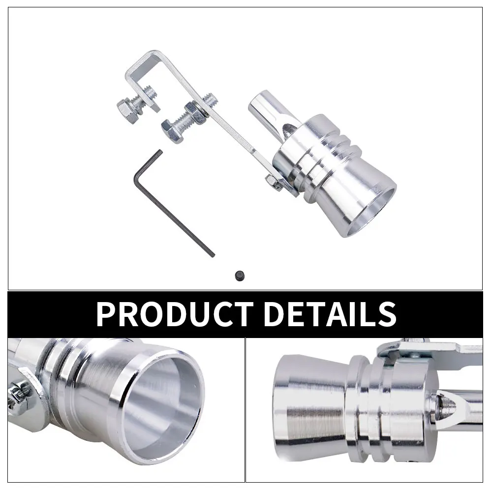 Universal Turbo Sound Simulator Whistle Car Exhaust Pipe Whistle Vehicle Sound Muffler S/M/L/Xl Silver Black