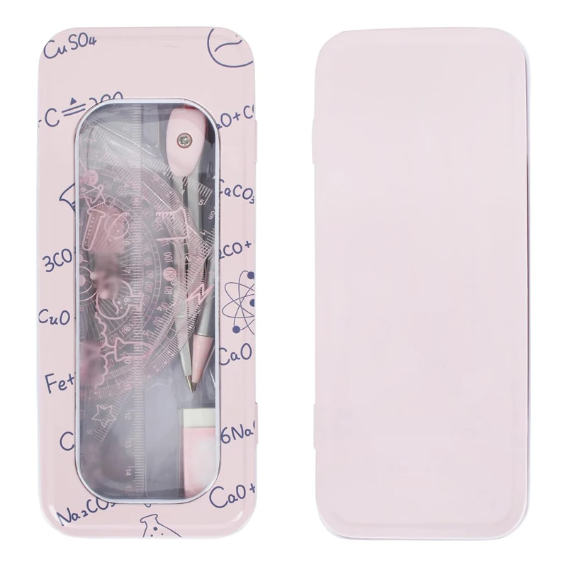 New arrivals math geometric set school stationery kits Drawing Tools kit metal compasses set with ruler for student