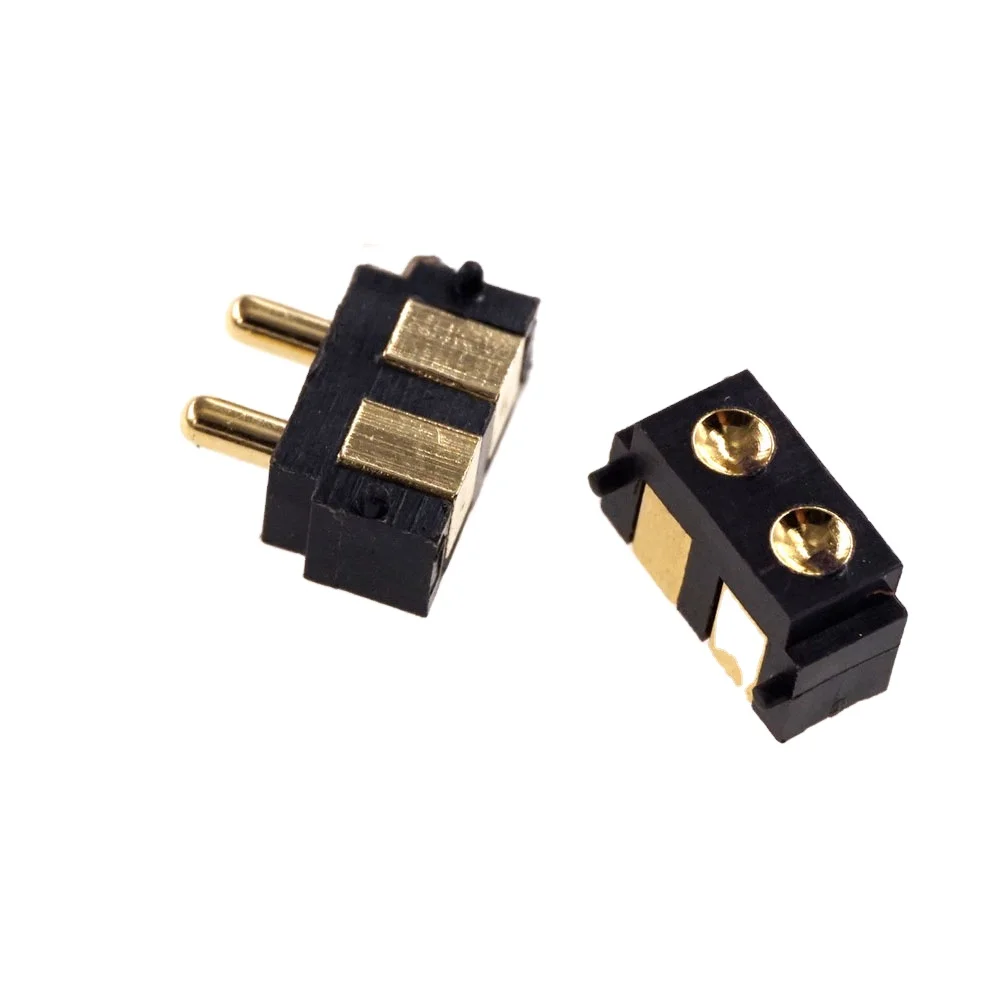 SMT Spring-Loaded Pogo Pin Connector 2 Pin 2.5 mm Grid  5.5 mm Height PCB Right Angle Surface Mount Pitch 2.5mm