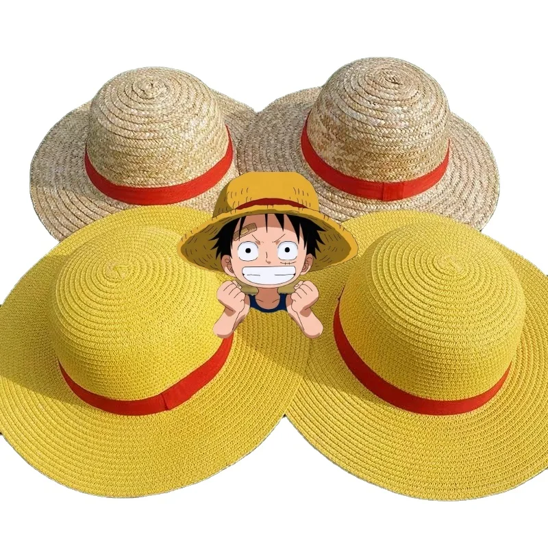 summer monkey d one piece red natural baby caps hats men yellow luffy straw hat