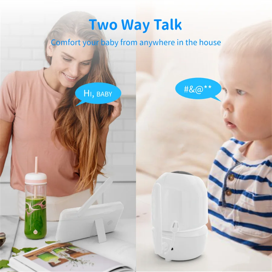 5,0 дюймов 720P HD ночное видение, 2х сторонняя связь Smart зум детский спальный монитор PTZ Видео няня