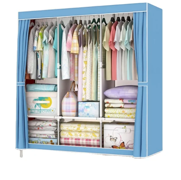 Cheap Folding Plastic Canvas Fabric Clothes Storage Organiser Wardrobe Bedroom Furniture Cupboard Home Furniture Luxury Closet