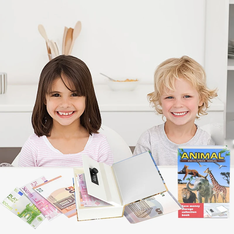 Newest portable ATM Bank lovely book shape safe money saving box children plastic piggy bank