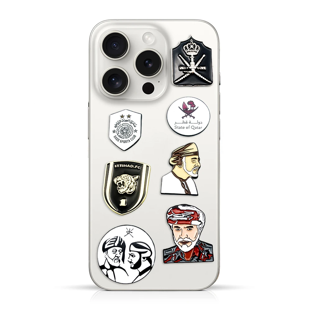 Design Your Own saudi Uae Oman Metal Sticker Badge Mobile Phone Decoration Lapel Pin Sticker Emblem For Phone Case