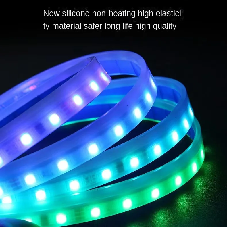 Remote Control Multifunction RGB Car Hood Light Start-scan Flexible DRL Strip with Flow Turning Double Flash Headlamp Bar