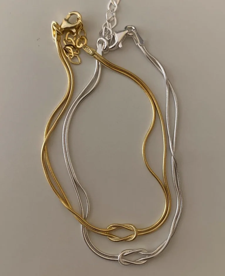 2024 new arrival gold plated stainless steel 2 layer knot snake bracelet for women