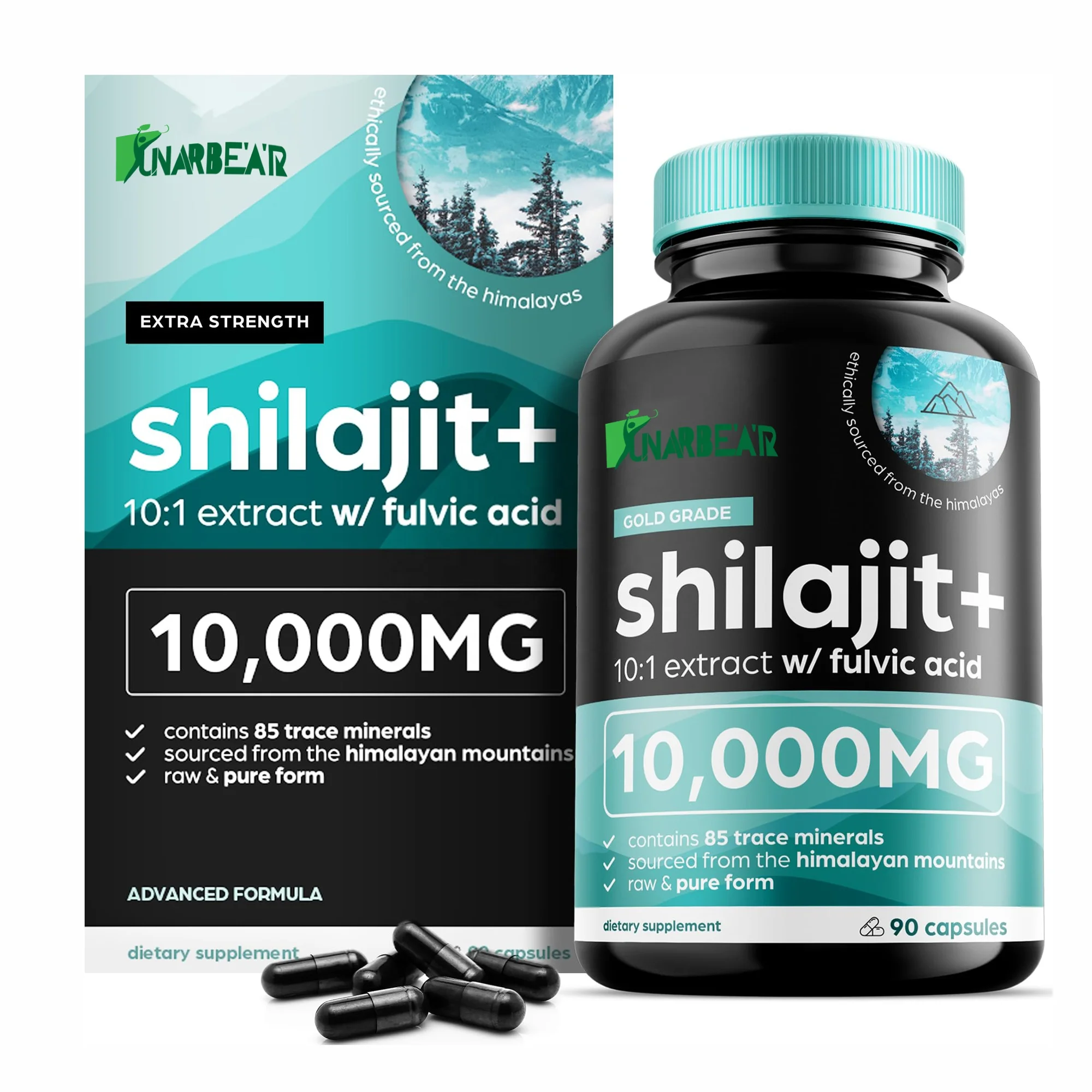 Private Custom Label Himalayan Shilajit Capusles Potency Organic Capsules with Fulvic Acid Trace Minerals Enhanced Energy Immune