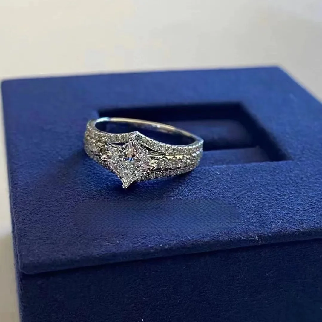 Wholesale GRA Princess Cut D color VVS Moissanite 925 Sterling Silver Wedding Engagement Rings for women Jewelry