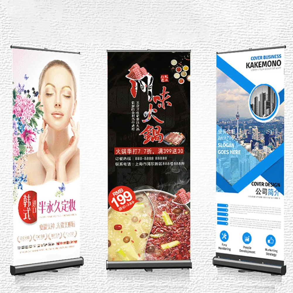 FEAMONT Digital Print Standard Size 80*200cm Rollup Advertising Display Roll Up Banner Stand