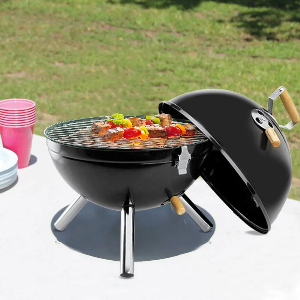 New Style Portable Mini Tabletop Charcoal Grill Football Bbq Soccer Ball Shaped Charcoal Barbecue Grill