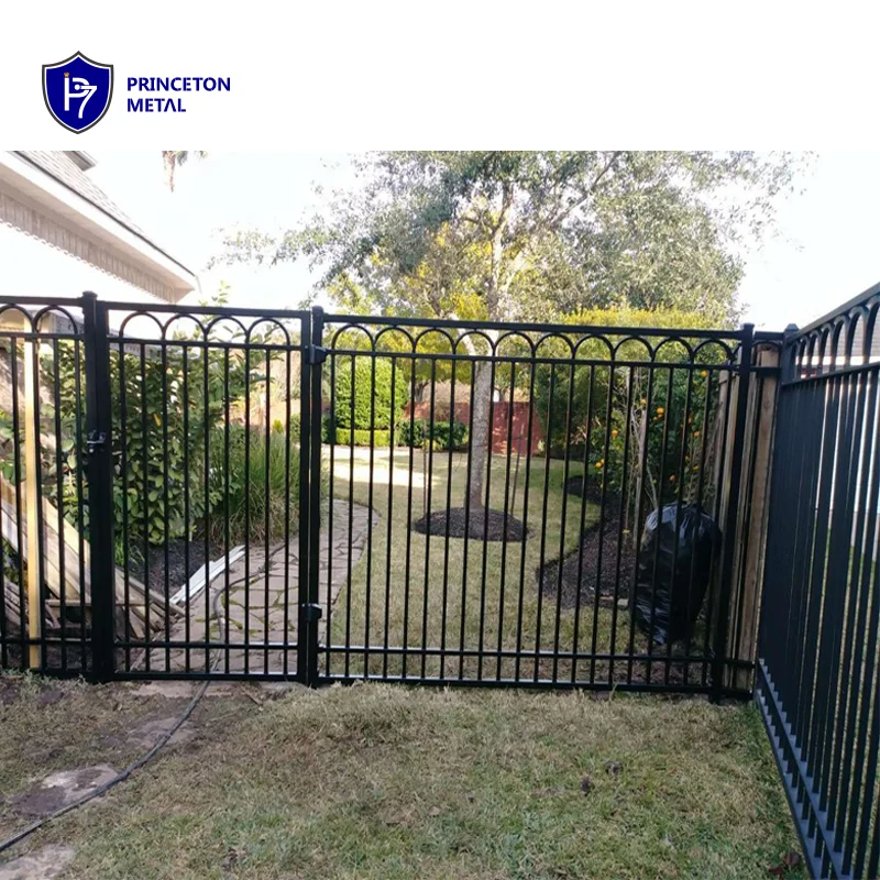 Residential tubular steel fence flat top aluminium fence panels with spear 6x6 fence panel