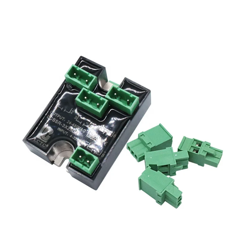 3 phase Solid State Relay With Heat Sink SSR 25A DC Control AC 3 Phase SSR 4-32VDC to 24-280VAC