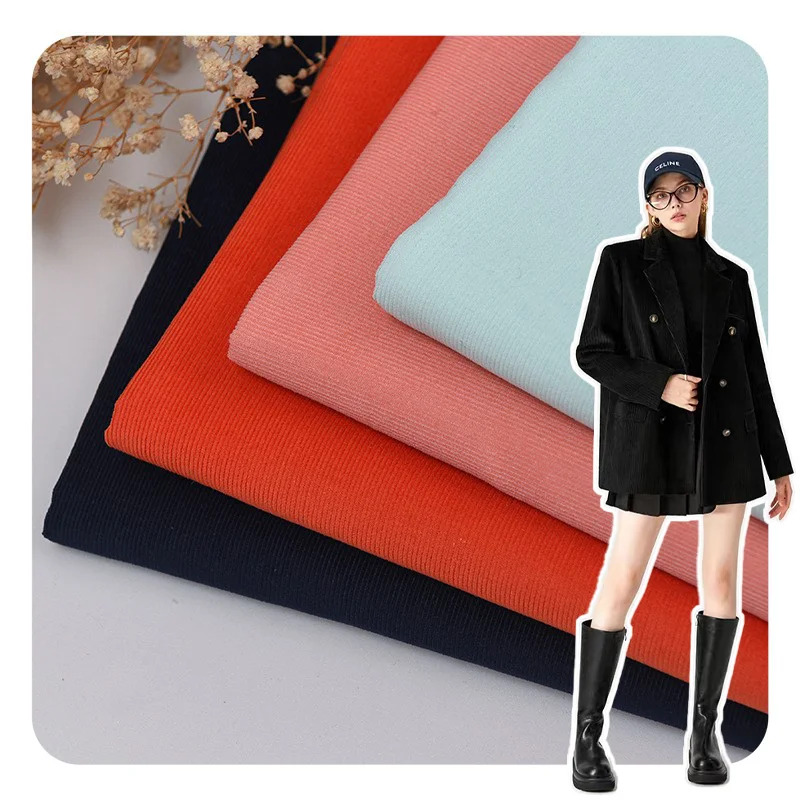 New arrival high quality 21 wale washing-free multi colors polyester corduroy fabric for spring and autumn garments fabric
