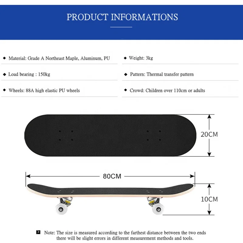 outdoor entertainment products wholesale custom surface patterns skateboard beginner longboard double rockers maple skateboard