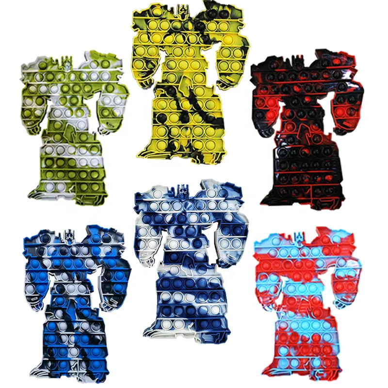 2021 Wholesale Anime Robot toys Silicone Push it Bubble educational toys Decompression Anime fidget toys for kids