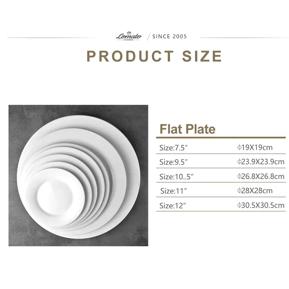 wholesale white dinner plates for wedding, cheap bulk flat ceramic dinner plates