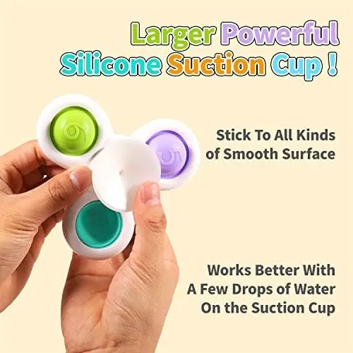 3pcs ABS Sensory Bath Spinners Anti-Stress Suction Cup Toys for Boys & Girls Custom Model Birthday Gifts