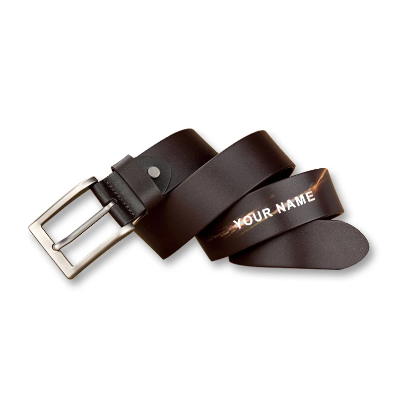 Free Engraving Classic Metal Pin Belt Buckles Real Cowhide Leather Luxury Famous Brands Designer Belt for Men